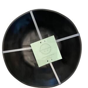 BUNGALOW Matte Black Melamine Indoor Outdoor 8" Salad/Soup Bowl Set of 4 NEW